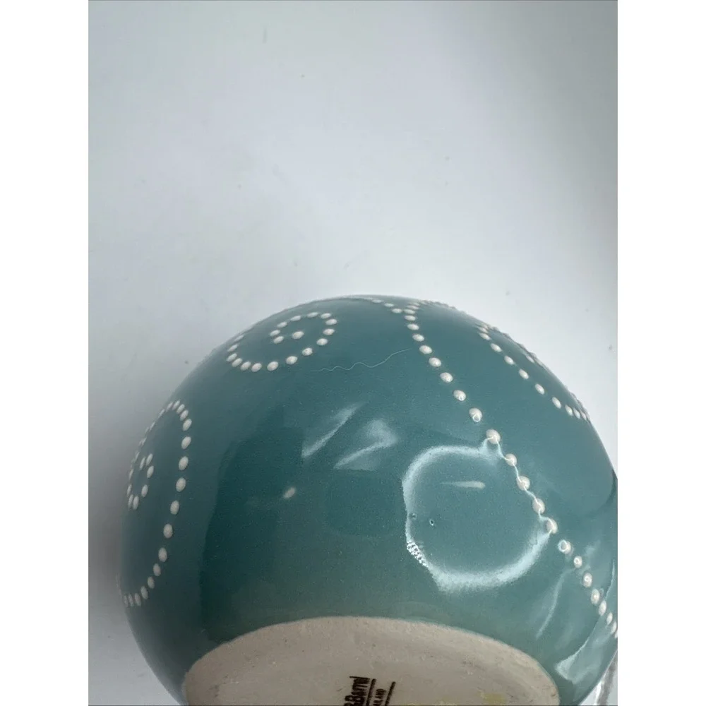 Crate & Barrel Flower Bud‎ Vase Aqua Blue Stitch Pattern Turquoise Decor